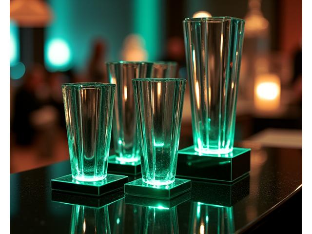 Collection of glittering industry awards and trophies representing Pulsebound Productions' achievements