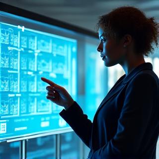 Logistics coordinator reviewing event blueprints on a tablet