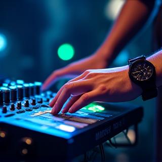 Production specialist adjusting stage lighting at an event