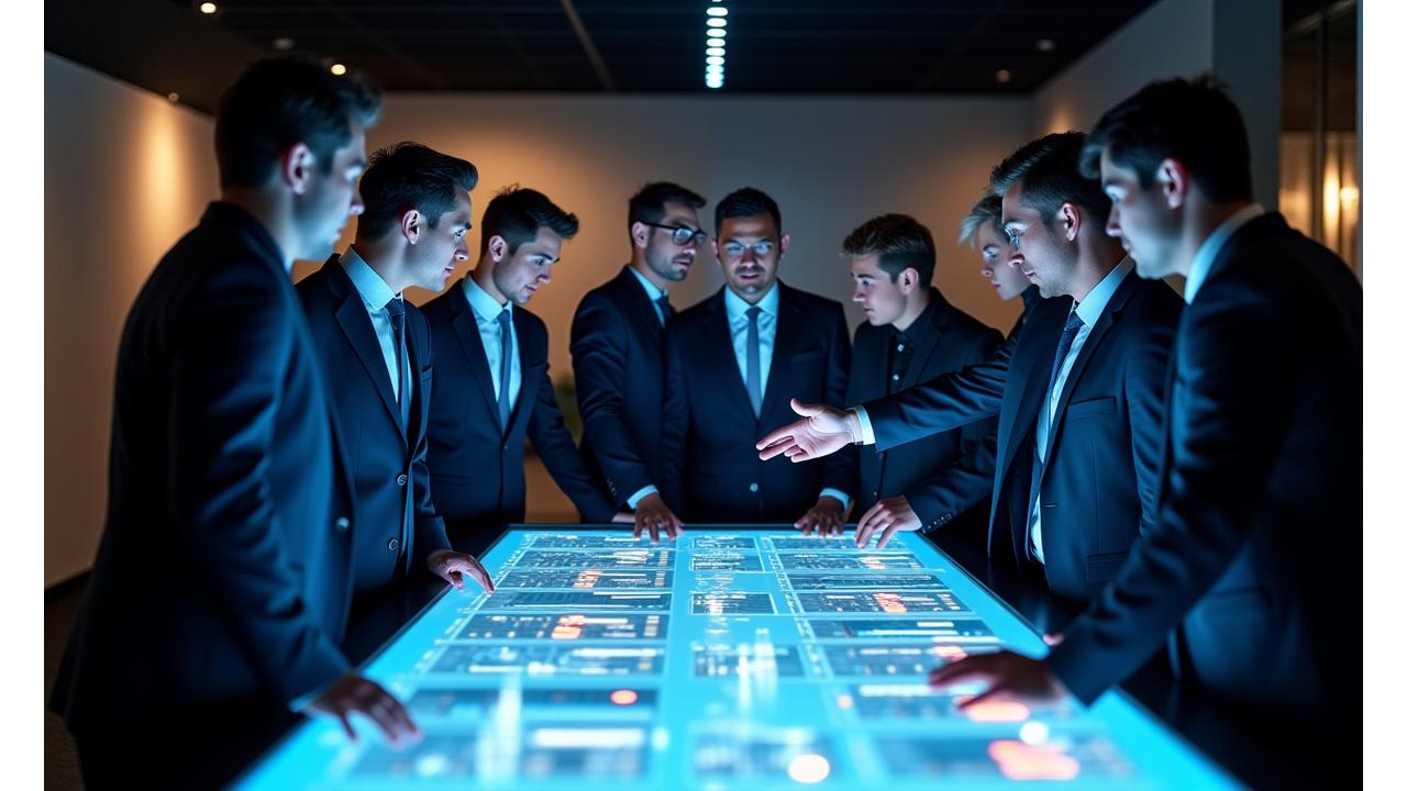 Creative Director discussing event plans in a sleek modern studio