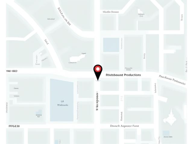 Static map showing Pulsebound Productions office location in Los Angeles with nearby landmarks