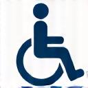 Blue stylized 'A' icon with a person in a wheelchair, signifying ADA Compliance.