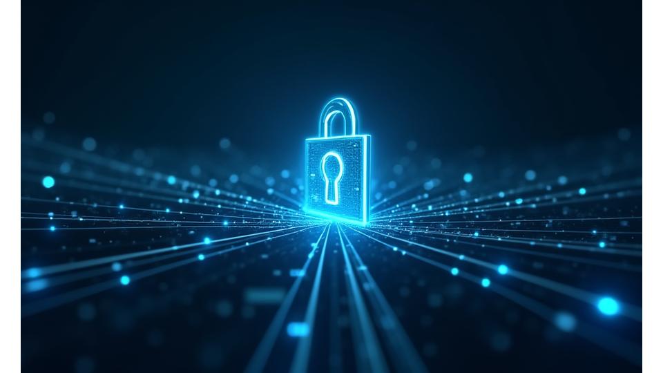 Creative abstract representation of digital content flowing and being secured, implying data ownership and copyright protection.