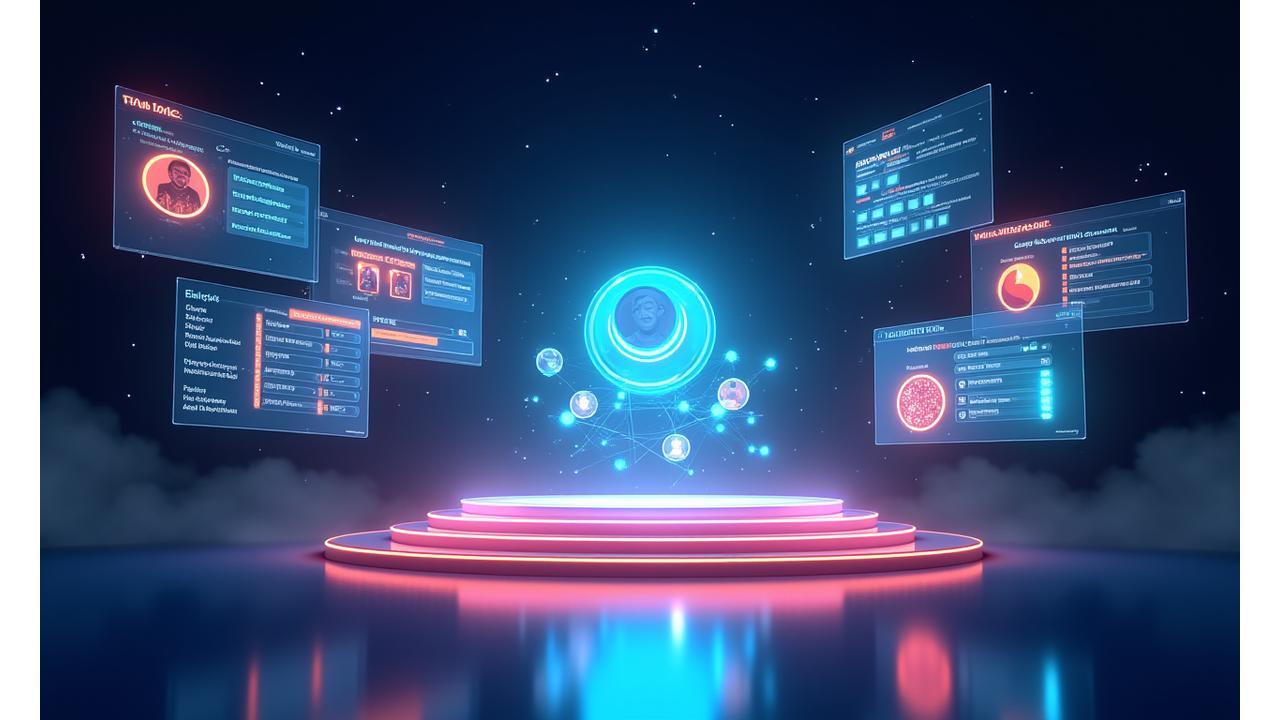 Illustration of dynamic audience engagement for virtual events, featuring interactive elements like polls, Q&A, networking, and social media integration.